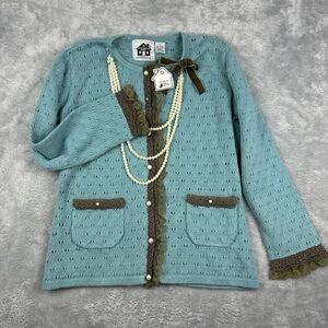 NWT Storybook Knits "Charm & Grandeur" long sleeve button-up cardigan 1X